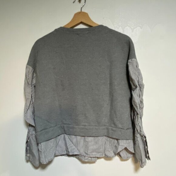 Mello Day Grey Striped Contrast Women's Sweatshirt Size M - Picture 8 of 8